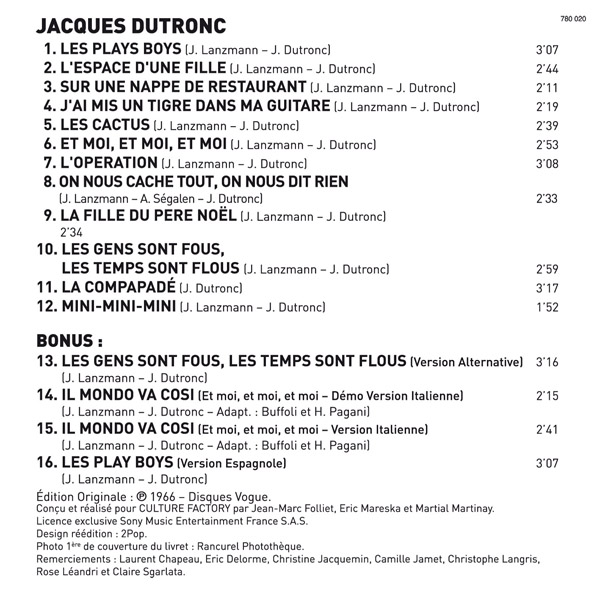 Booklet Page 4, Dutronc, Jacques - 1st album (1966) (+4)